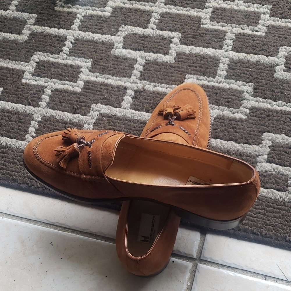 Moreschi Brown Tassel Slip-On Loafers Suede